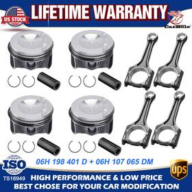 06h107065c Carbole 4x Connecting Rod Piston And Ring Kit For Vw Cc Tiguan Gti Audi A3 A4 Q5 2.0t L4