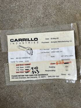 66000s-00 Carrillo An-g2 -66000s-00 Rods Sbc 6.000 Set Of 7
