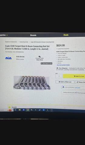 Crs5950f3d Eagle Bhp 4340 Forged H Beam Connecting Rods Set Of 8