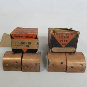 Fb301-20 Johnson Bronze 2 Vtg Ford V8 Connecting Rod Bearings Nonresizable