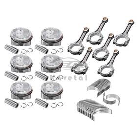 23040-3cfa0 Wsautobeautyau 6pcs Connecting Rods And Pistons Kit With Bearings For Hyundai Kia Sorento G6dh 3.3l