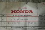 Honda Nos Pin 13112-634-000 GL1000 GL1100 Goldwing Pieces. Fixed Price $45.00.