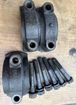 Vintage Ford Flathead V8 Crankshaft Main Caps Set- 7RA-6329, 7RA-6340, 8BA-6325. Fixed Price $70.00.