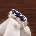 Heated Blue Sapphire Gemstone With 925 Sterling Silver Ring For Men's #5828. Fixed Price $137.95.