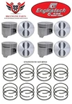 Chevy Chevrolet 283 Sbc Enginetech Flat Top Pistons (8) And Rings 57 - 67. Fixed Price $288.49.