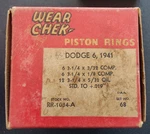 1941 Dodge Cylinder Piston Ring Set Wear-chek 68 RR1034A Std 3-1/4" Bore. Fixed Price $35.00.