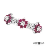 0.87 Carat Natural Diamond & Pink Sappire Flower Eternity Ring 14K White Gold. Fixed Price $793.47.