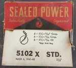 Sealed Power 5102X Std Piston Ring Set For 1941-48 Nash 6 Cylinder 3-1/8" Bore. Fixed Price $50.00.