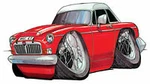 Mgb Gt Mgc Red Cartoon T-shirt British Motor Bmc Leyland Sizes S-3XL. Fixed Price $13.95.