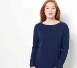Denim & Co. Perfect Jersey Boat Neck Long-sleeve Top Navy (m) A488296. Fixed Price $24.98.