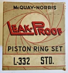 1941 Plym. Dodge Tr. 6CYL Piston Ring Set Mcquay Norris #: L332 Std, 3-1/8" Bore. Fixed Price $35.00.