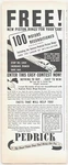 Print Ad 1939 Pedrick Piston Rings Contest Free Win For Your Car Stop Oil Loss. Fixed Price $10.77.