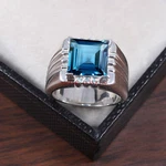 Natural London Blue Topaz Gemstone With 925 Sterling Silver Ring For Men's #5689. Fixed Price $146.85.