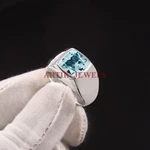 Natural Blue Topaz Gemstone With 925 Sterling Silver Ring For Men's #4885. Fixed Price $146.85.