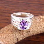 Natural Amethyst Gemstone With 925 Sterling Silver Ring For Men's #5289. Fixed Price $101.46.