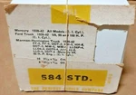 1939-45 Mercury V8 Piston Ring Set Perfect Circle #: 584 Std, 3/16" Bore. Fixed Price $45.00.